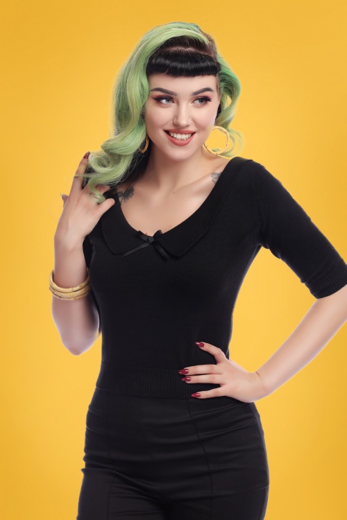 Collectif Clothing - 50s Babette Jumper in Black 2