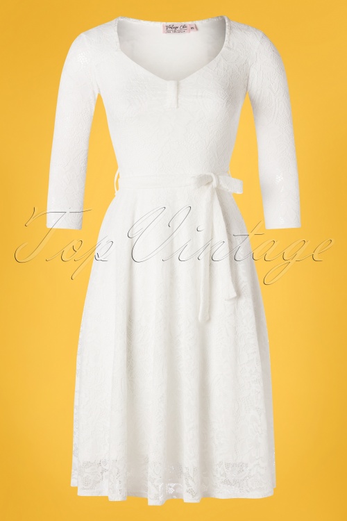 Vintage Chic for Topvintage - Chiara Lace Swing Dress Années 50 en Ivoire 2