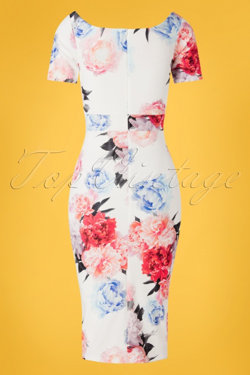 Vintage Chic for Topvintage - Guapa Floral Pencil Dress Années 50 en Ivoire 4