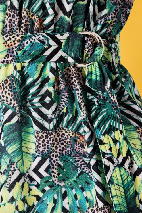 Smashed Lemon - Dawn Leopard Blouse Dress Années 60 en Vert 5