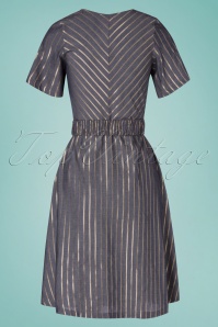 Mademoiselle YéYé - 60s Dinner On The Boat Dress in Gold Stripes 5