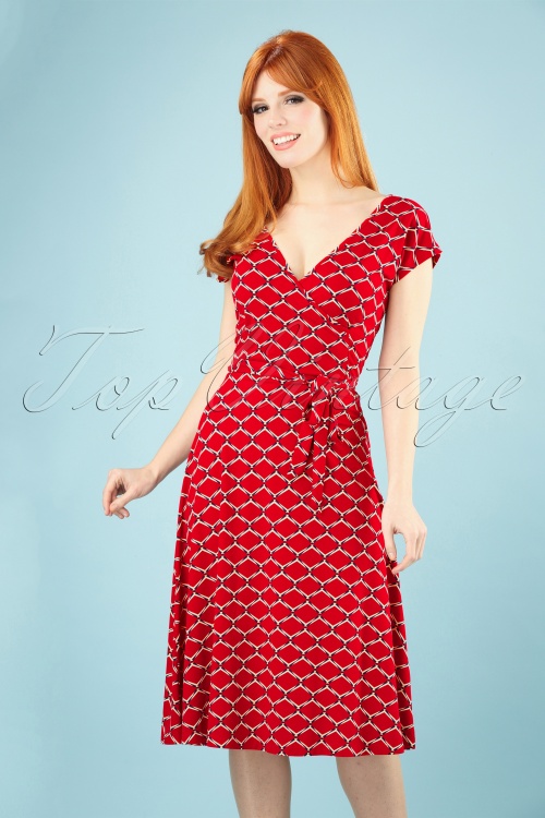 King Louie - 70s Mira Scope Dress in Chili Red