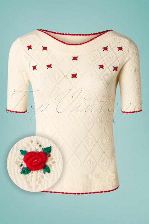 King Louie 27219 Cream Audrey Top Flower Ajour 20181122 004W1