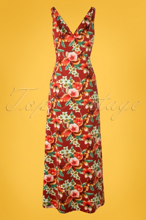 King Louie - 70s Ginger Magnolia Maxi Dress in Sienna Red 5