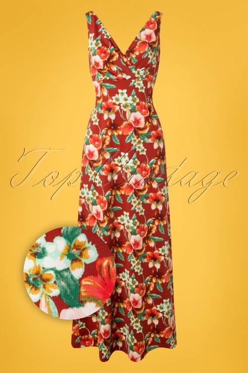 King Louie - 70s Ginger Magnolia Maxi Dress in Sienna Red 2