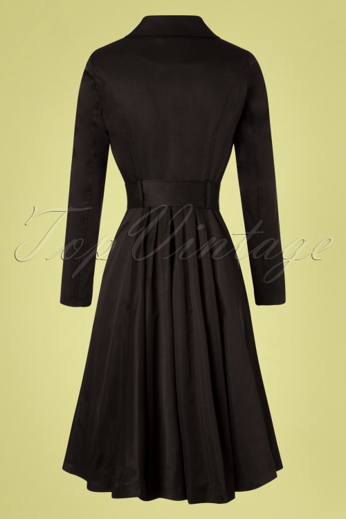 Collectif Clothing - 40s Korrina Swing Trench Coat in Black 5