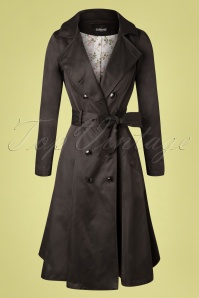 Collectif Clothing - 40s Korrina Swing Trench Coat in Black 2