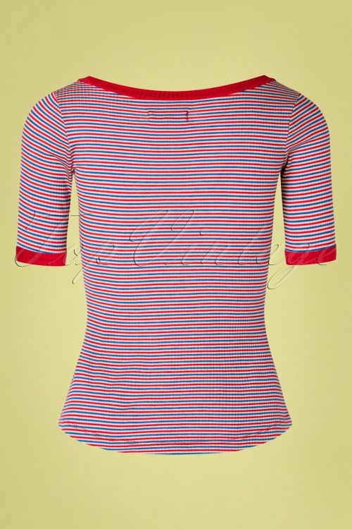 King Louie - 60s Carice Barber Stripes Top in Red 2