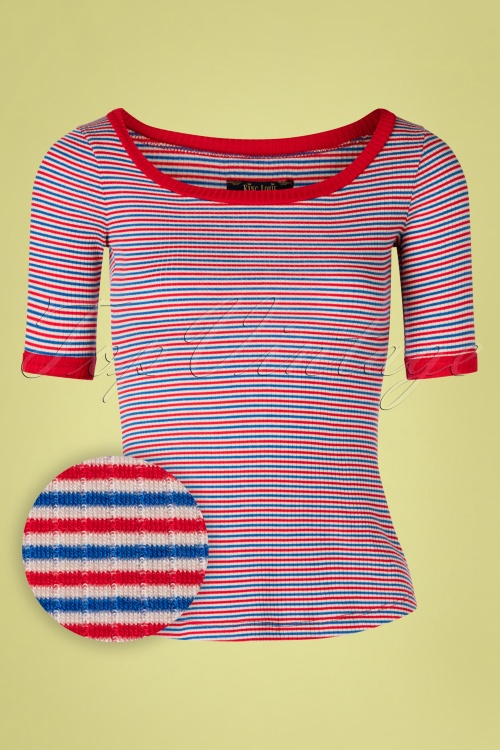 King Louie - 60s Carice Barber Stripes Top in Red