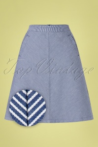 King Louie - Davis Denim Striped Skirt Années 60 en Bleu Clarté Lunaire 2
