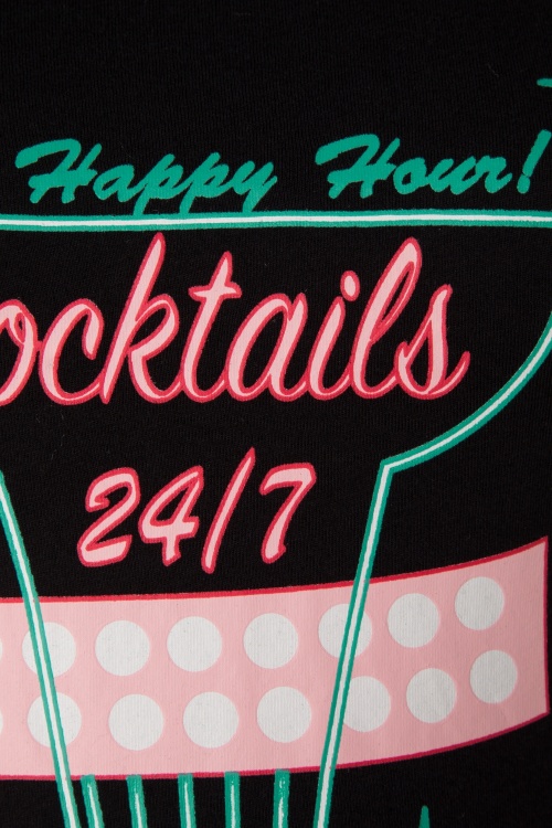 Vixen - 50s 24 Hours Cocktails T-Shirt in Black 2