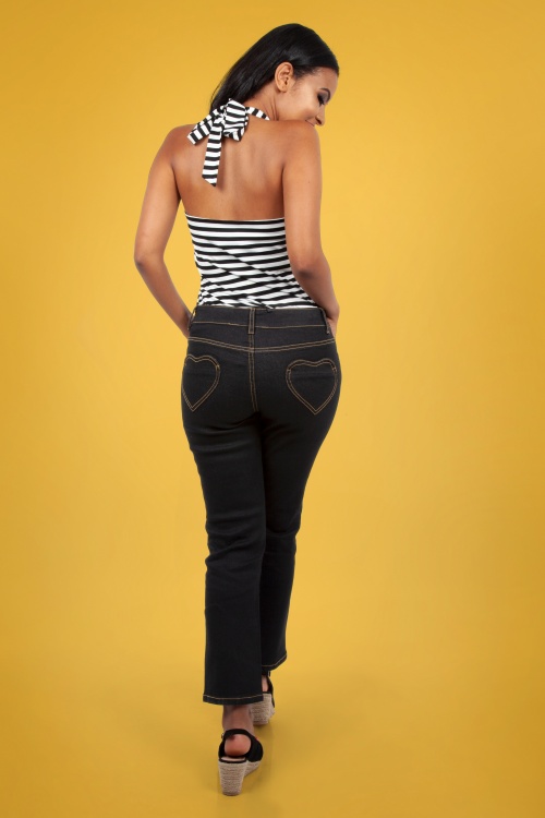 Vixen - 50s Naomi Heart Pocket Jeans in Black 2
