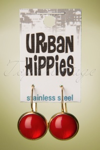 Urban Hippies - Dot Earrings Années 60 en Rouge Feu