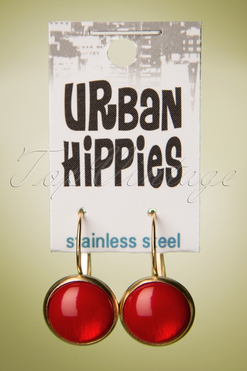 Urban Hippies - 60s Dot Earrings in True Red
