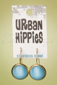 Urban Hippies - Dot Earrings Années 60 en Bleu Ciel