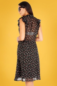 Vixen - 50s Cheryl Cherry Tea Dress in Black 3
