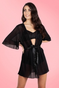Vixen - Hot Spots Kimono Robe in Black