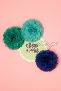 Urban Hippies - 70s Hair Flowers Set in Green