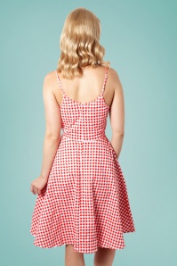 Vixen - 50s Dolly Gingham Flared Dress in Red 3