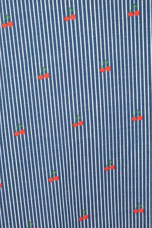 Vixen - Shelley Cherry and Stripes Ausgestelltes Kleid in Blau 6