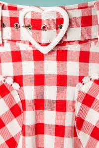 Collectif Clothing - Violetta Hearts Gingham Swing Rock in Rot 4