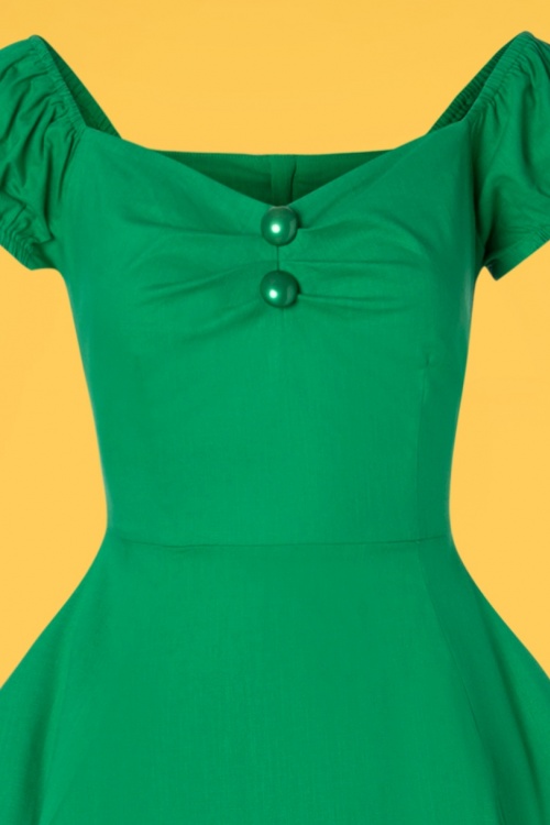 Collectif Clothing - 50s Dolores Doll Swing Dress in Emerald Green 4
