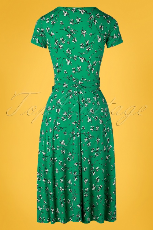 Vintage Chic for Topvintage - Faith Floral Swing-Kleid in Smaragdgrün 4