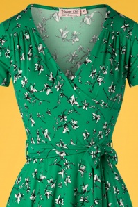 Vintage Chic for Topvintage - Faith Floral Swing-Kleid in Smaragdgrün 3