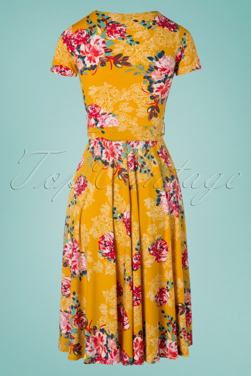 Vintage Chic for Topvintage - Faith Floral Swing-Kleid in Senf 4