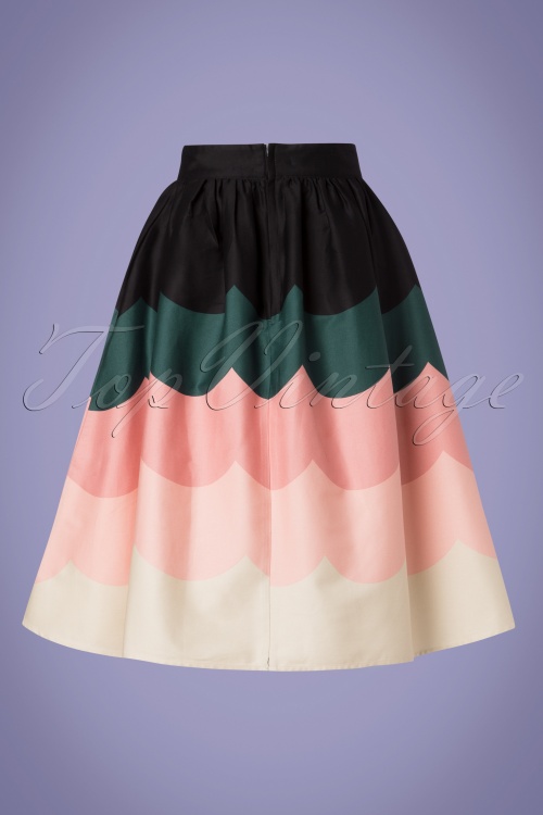 Vixen - 50s Sofia Scalloped Swing Skirt in Multi 3