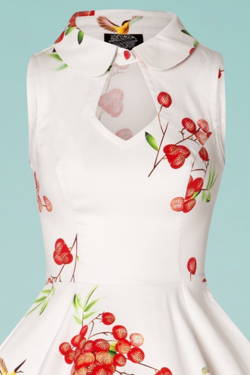 Hearts & Roses - 50s Berry Blast Swing Dress in White 4
