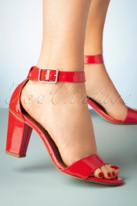 Tamaris - Fire Patent Sandals Années 60 en Rouge 2