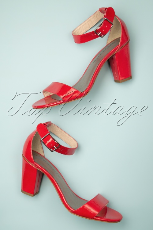 Tamaris - Fire Patent Sandals Années 60 en Rouge