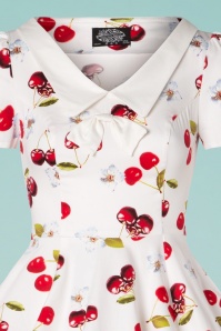 Hearts & Roses - 50s Cherry On Top Swing Dress in White 4