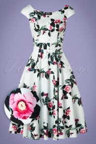 Hearts & Roses - 50s Mademoiselle Floral Swing Dress in Pale Blue 2