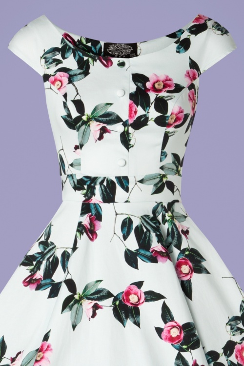 Hearts & Roses - 50s Mademoiselle Floral Swing Dress in Pale Blue 4