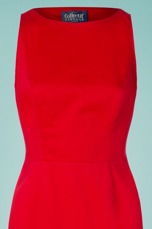 Collectif Clothing - 50s Felicia Pencil Dress in Lipstick Red 5