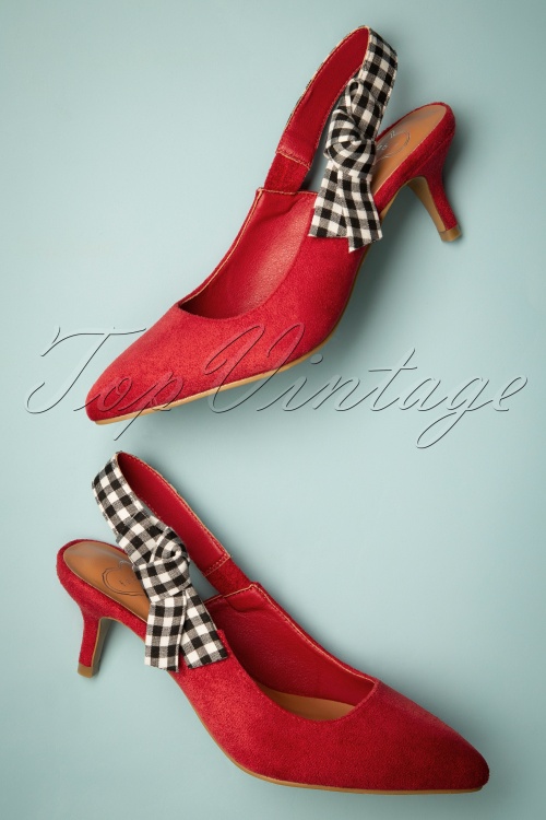  - Gingham-Slingback-Pumps in Rot 4