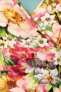LaLamour - Wild Floral Maxi Dress Années 70 en Vert et Rose 5