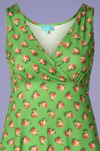LaLamour - 70s Sweety Roses Dress in Green  3