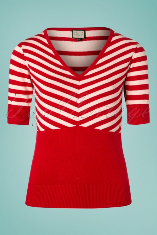 Mademoiselle YéYé - Isla Stripes Lover Top in rood en wit