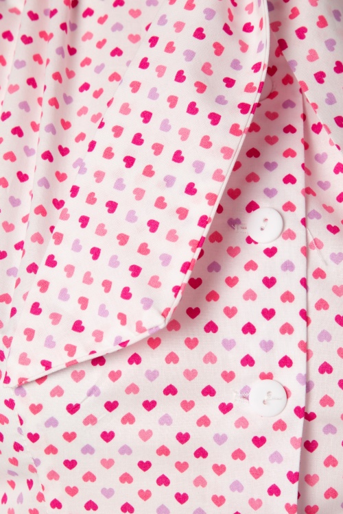 Heart of Haute - 50s Estelle Candy Heart Blouse in Pink and White 4