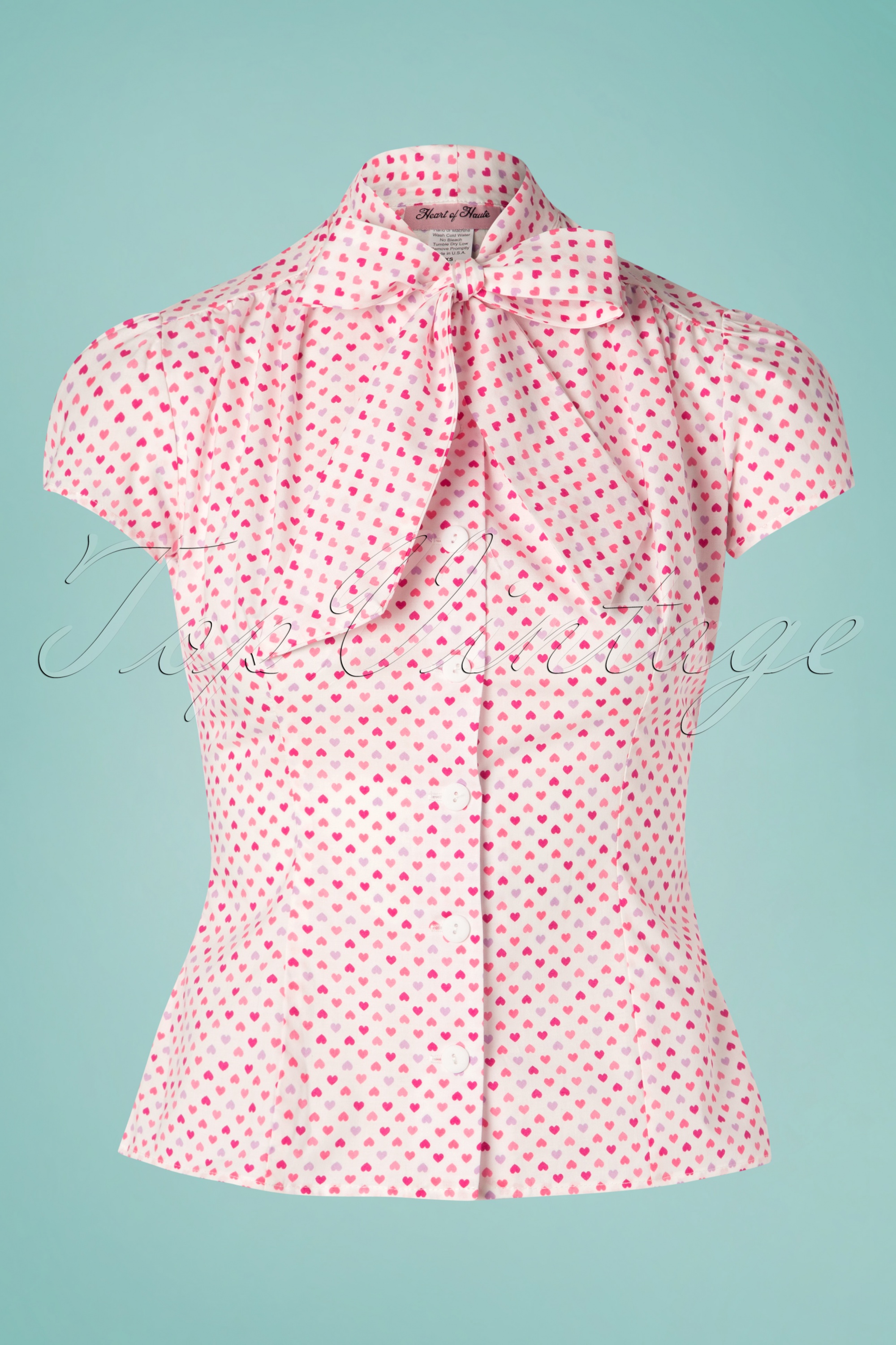 Heart of Haute - Estelle Candy Heart blouse in roze en wit 2