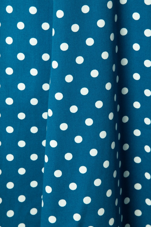 Dolly and Dotty - 50s Claudia Polkadot Swing Dress in Peacock Blue 5