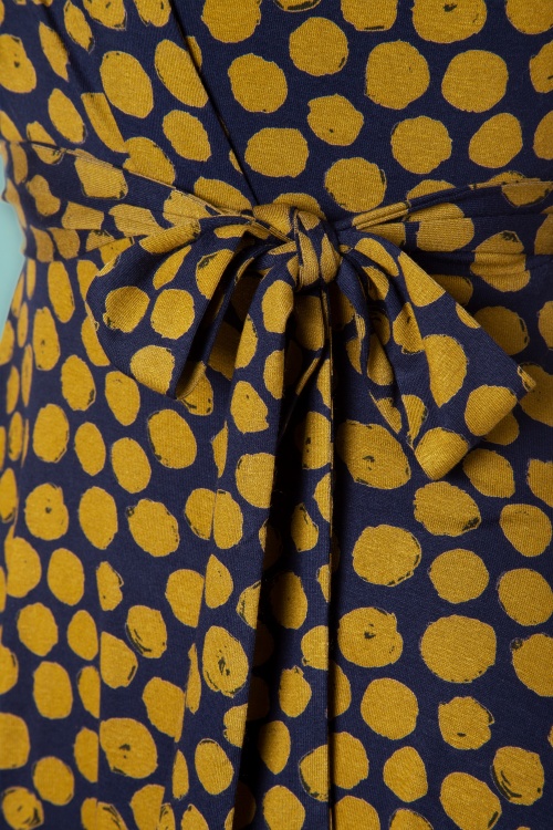 Very Cherry - 60s Ginger Cross Over Dress in Navy and Mustard 4