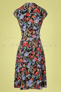 Very Cherry - 50s Toscane Flowers Cross Over Dress in Black 5