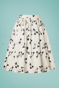 Banned Retro - 50s Cherry Pop Front Button Swing Skirt in White 3