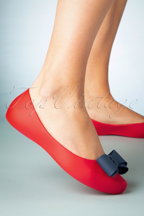 Coloko - 50s Calathea Bow Flats in Red
