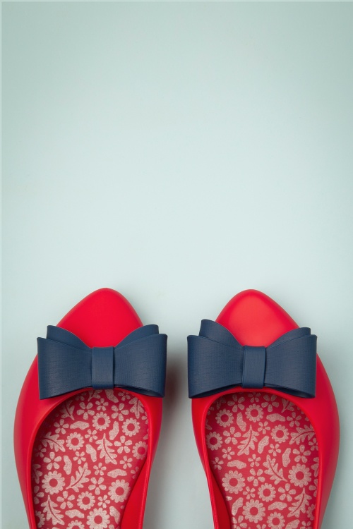 Coloko - 50s Calathea Bow Flats in Red 2