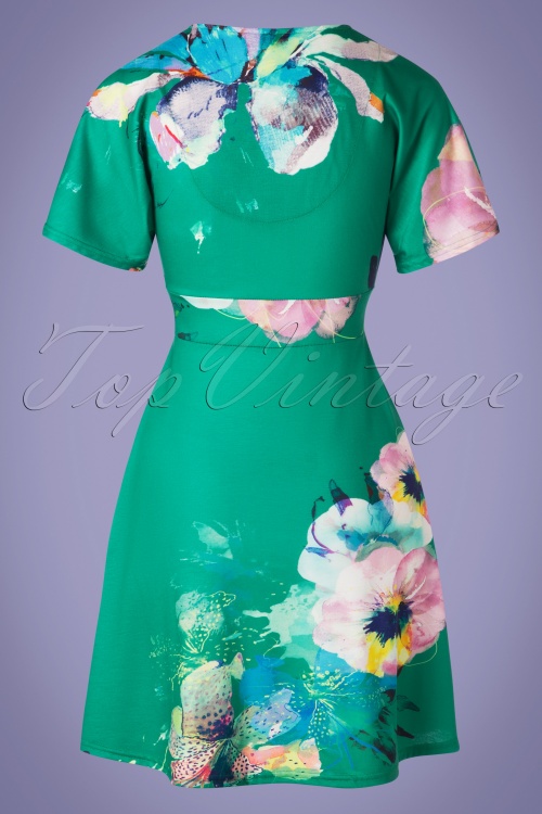 Smash! - 60s Diana Floral Dress in Green 5